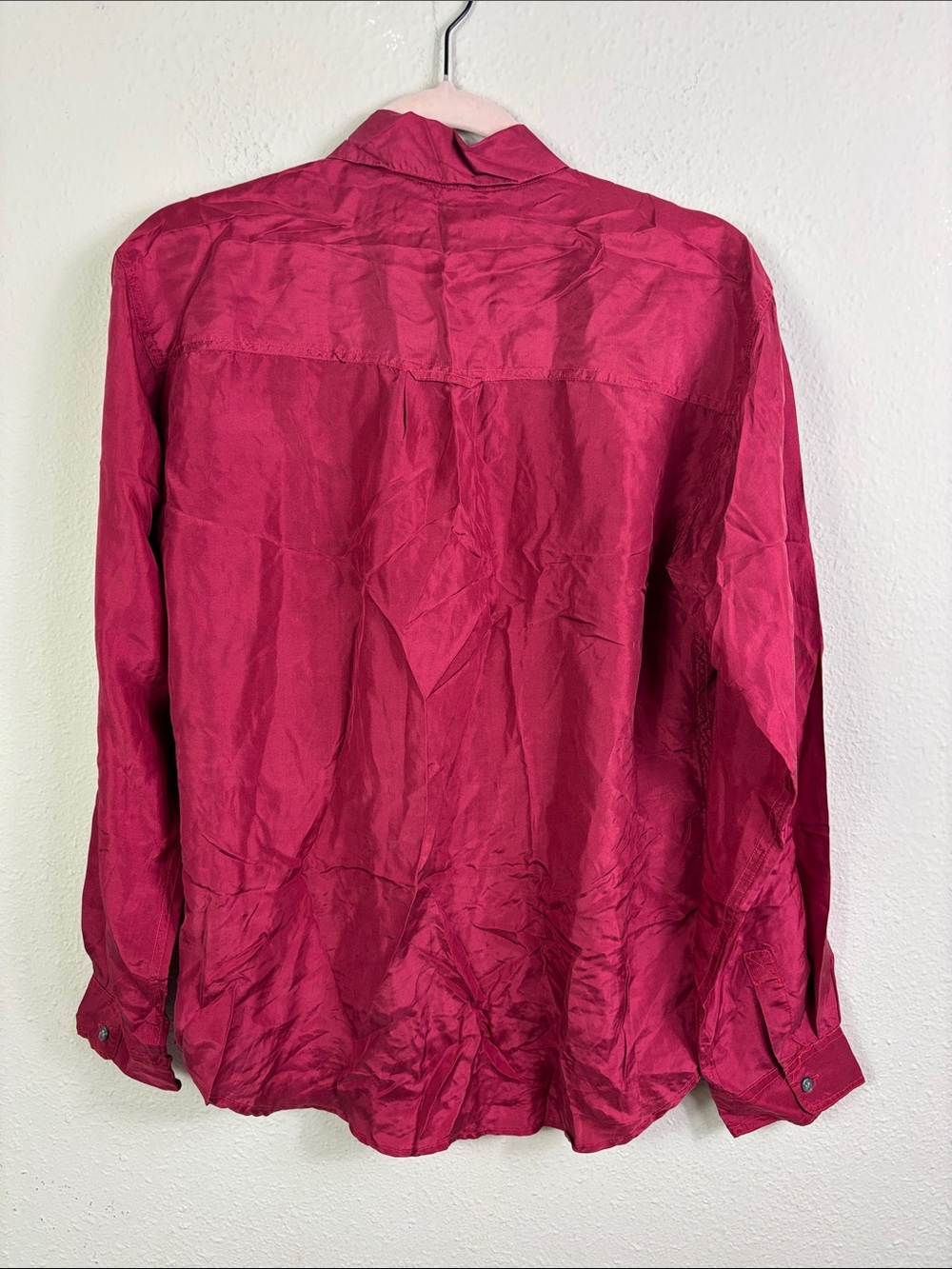 Perry Ellis America 100% Silk Burgundy Button Down Shirt size XL - Picture 2 of 8